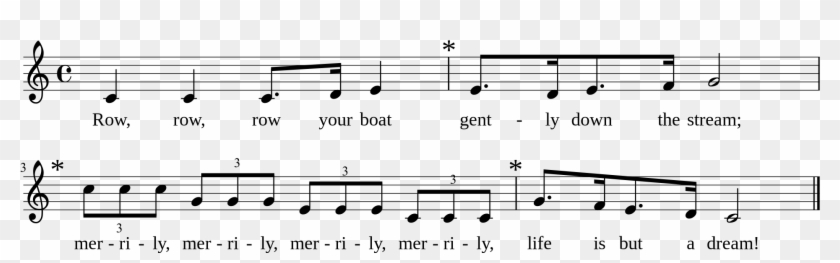 Not Lagu Row Row Your Boat , Png Download - Row Row Your Boat In C Clipart
