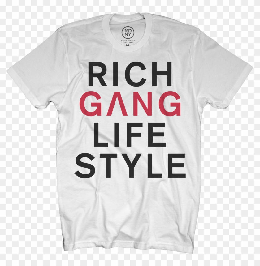 Rich Gang Life Style White T-shirt $30 - Active Shirt Clipart #1268817