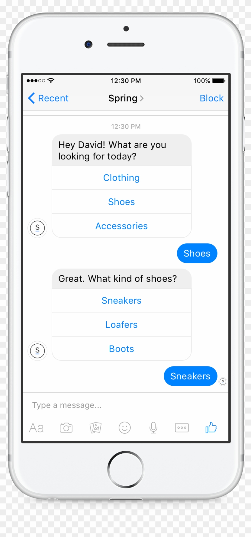 Spring's Bot In Facebook's Messenger - Smartphone Clipart #1269103