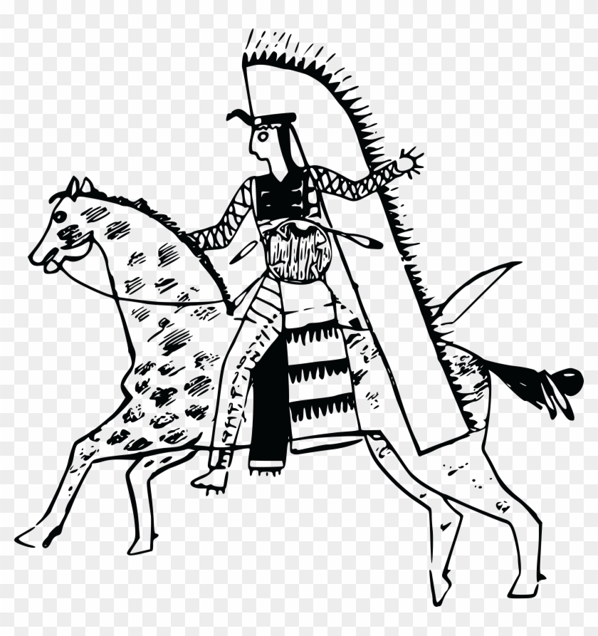 Free Clipart Of A Native American Indian - Native American Horse Clipart Black And White - Png Download #1269895