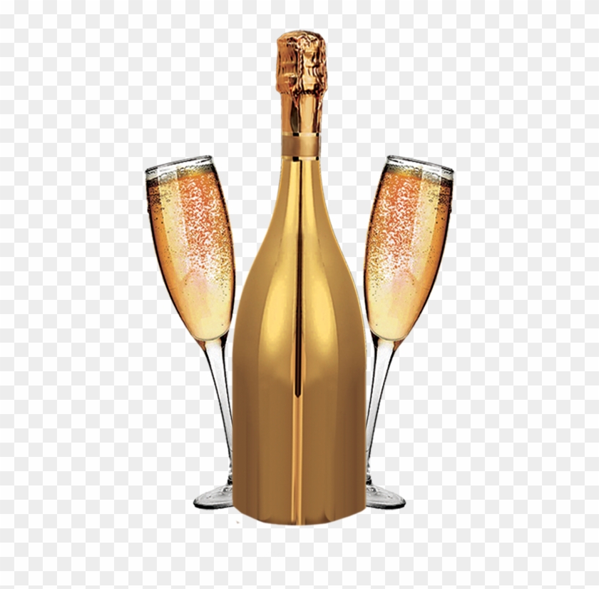 Gold Champagne Bottle Png - Transparent Champagne Bottle Png Clipart #1271116