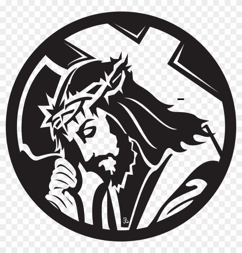 Black And White Clipart Jesus With Cross Png - Black Nazarene Black And White Transparent Png #1271604