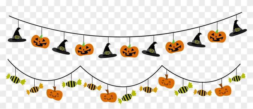 3181 X 1217 1 - Halloween Line Of Pumpkins Clipart #1271956