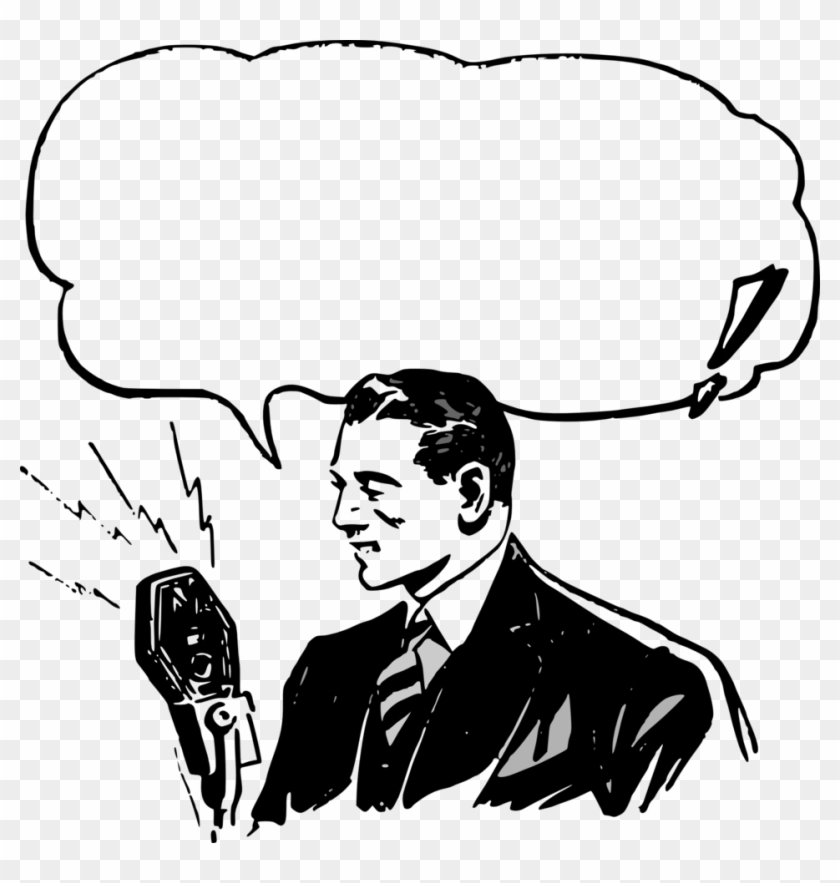 Radio Announcement - Retro Man Vector Png Clipart