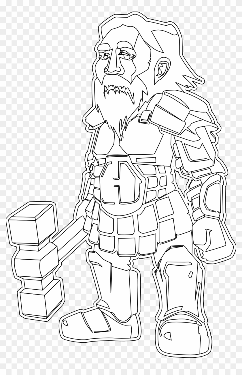 Dwarf Warrior Black White Line Art 999px 406 - Dwarf Art Black White Clipart