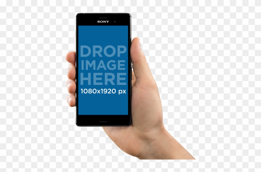 Sony Xperia Z5 Mockup In Vertical Position Over A Png - Hand Holding Iphone 7 Png Clipart