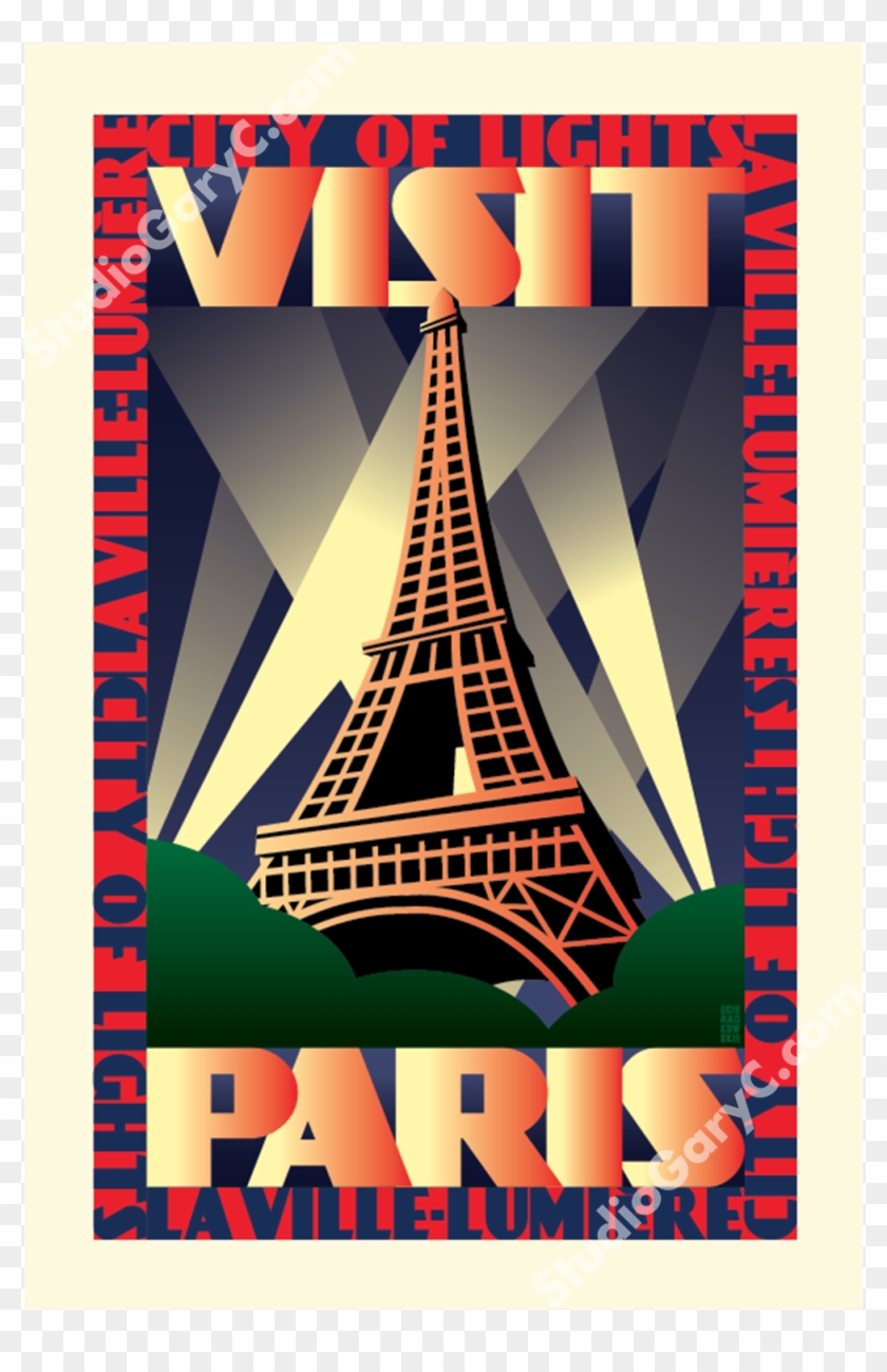 Art Deco 1930's Paris Travel Poster - Paris Art Deco Poster Clipart