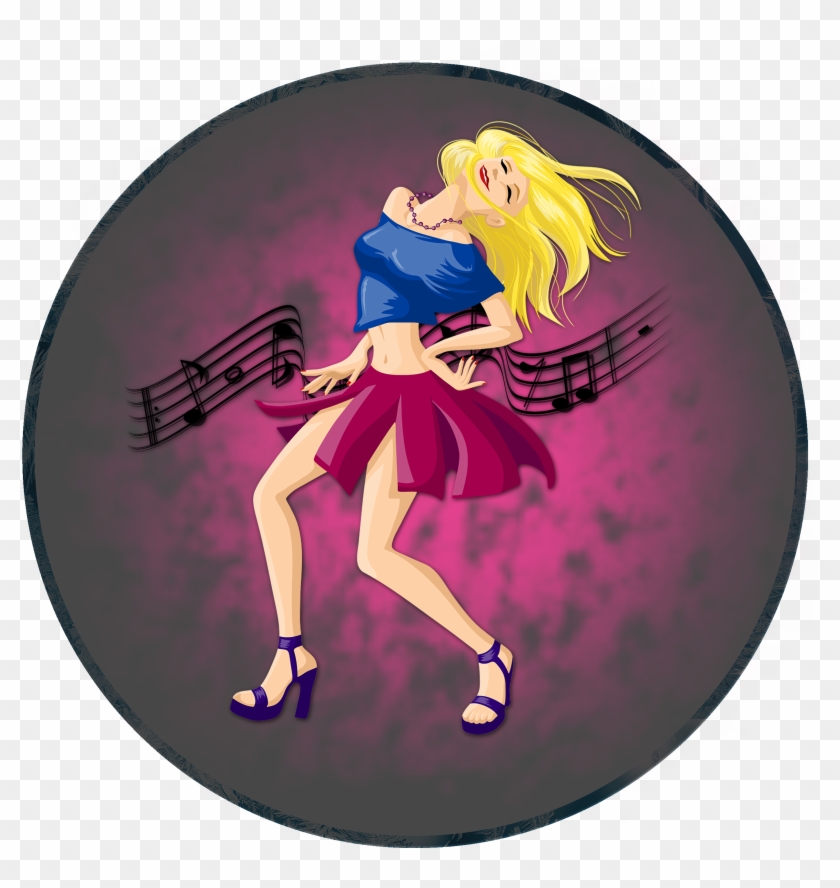 Dancing Girl To The Music Beats - Illustration Clipart