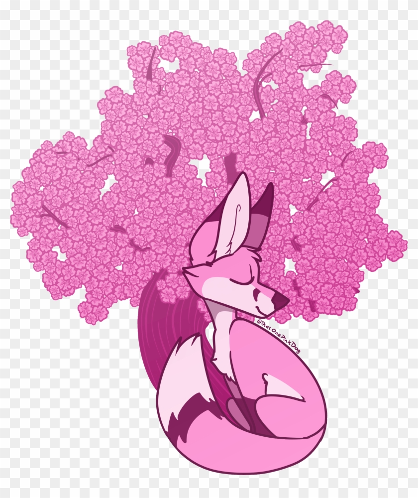 Cherry Blossom Fox Clipart