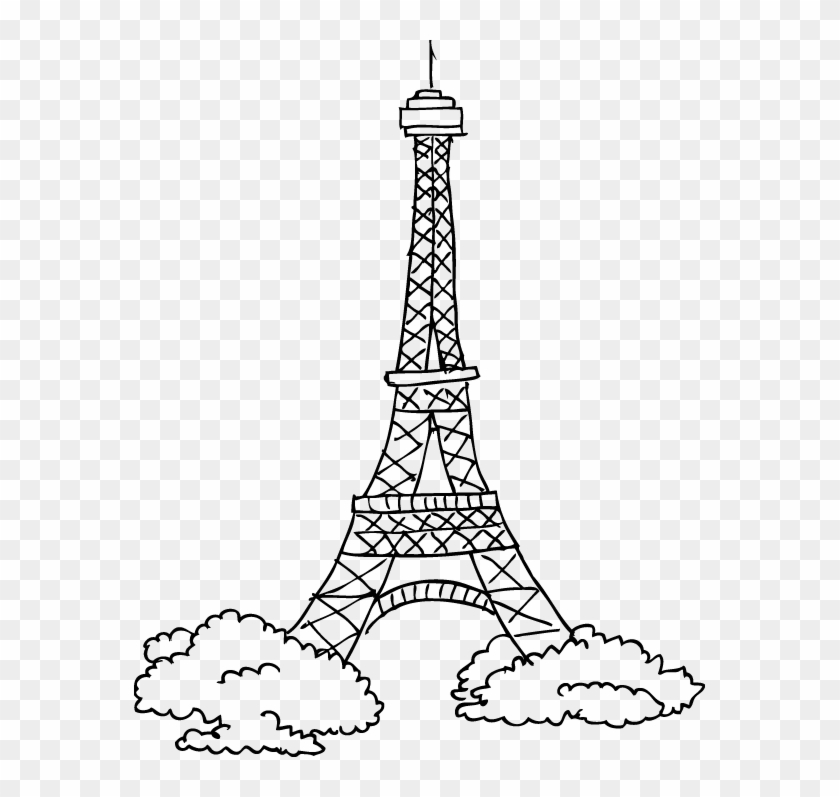 Eiffel Tower Sketch Outline Wall Sticker - Torre Eiffel Facil De Dibujar Clipart