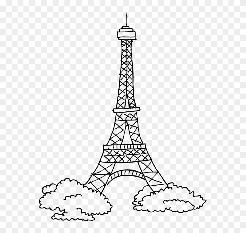 Eiffel Tower Sketch Outline Wall Sticker - Torre Eiffel Facil De Dibujar Clipart #1276794