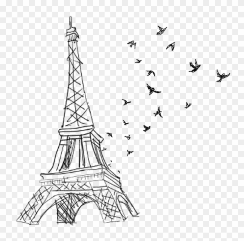 Ftestickers Eiffeltower Blackandwhite Silhouette - Eiffel Tower Transparent Clipart #1277256