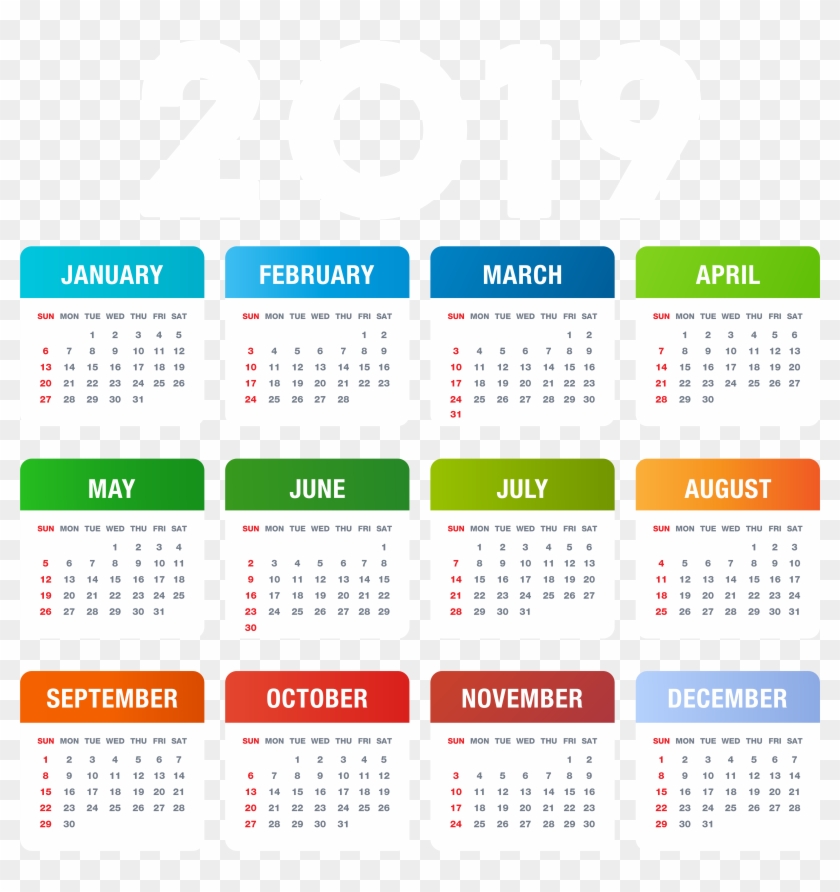 2019 Calendar Colorful Transparent Png Image Clipart