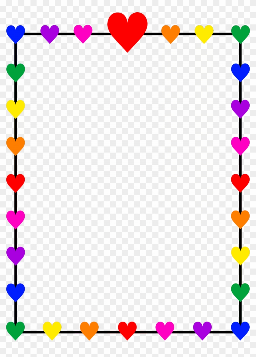 Rainbow Hearts Border Frame - Colorful Border Designs Simple Clipart