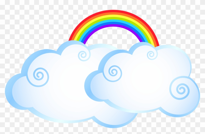 Rainbow With Clouds Transparent Png Clip Art Image - Rainbow And Clouds Clipart #1279748