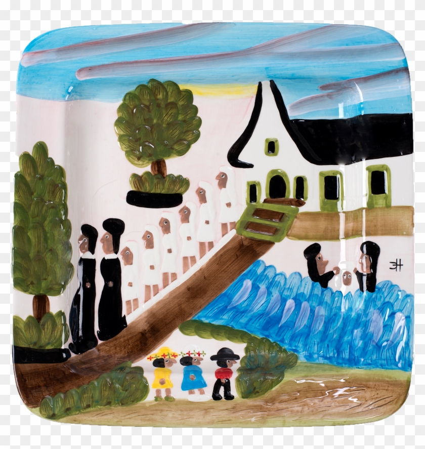 Baptism On Cane River Large Rectangular Platter Clipart #1280334