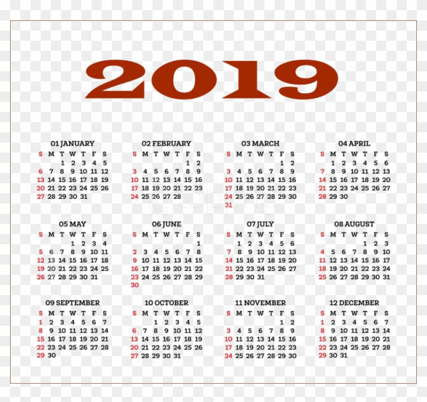 Free Png Download 2019 Indian Calendar Png Images Background - 2019 Calendar Png Free Download Clipart