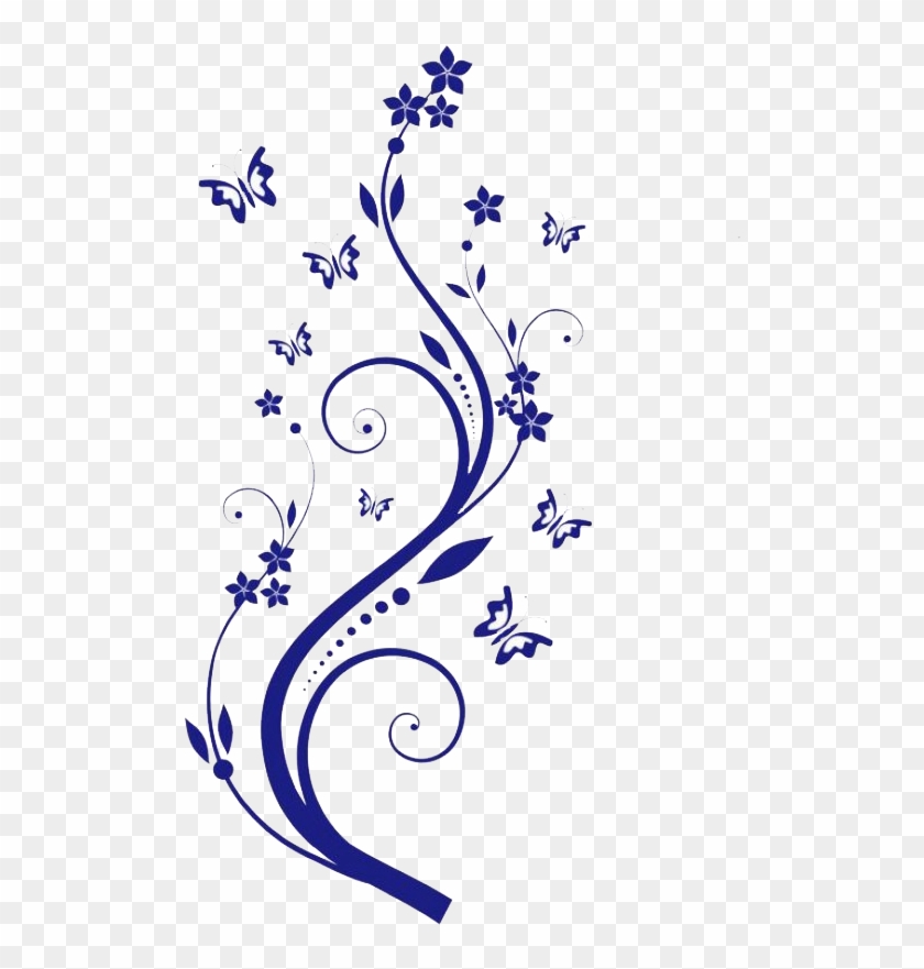 Vetores Florais Png - Painting Wall Flowers & Butterflies Clipart