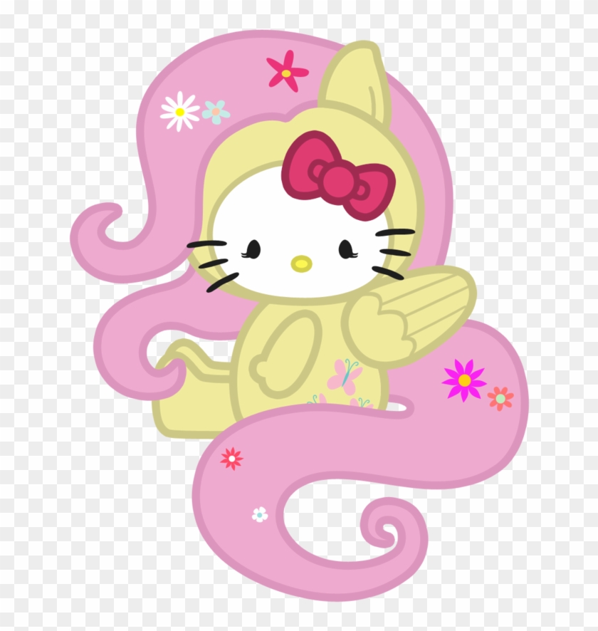 Cat, Fluttershy, Hello Kitty, Safe, Sanrio - Hello Kitty My Little Pony Clipart #1282218