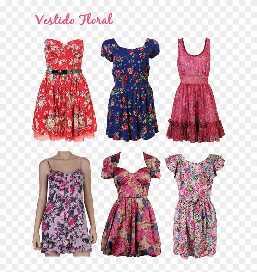 Vestidos Curtos Florais Clipart