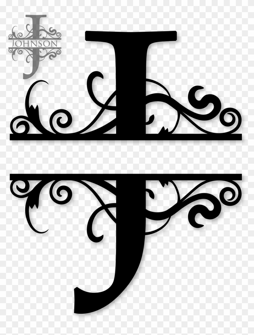 Fancy Monogram Font - Split Letter Monogram J Clipart
