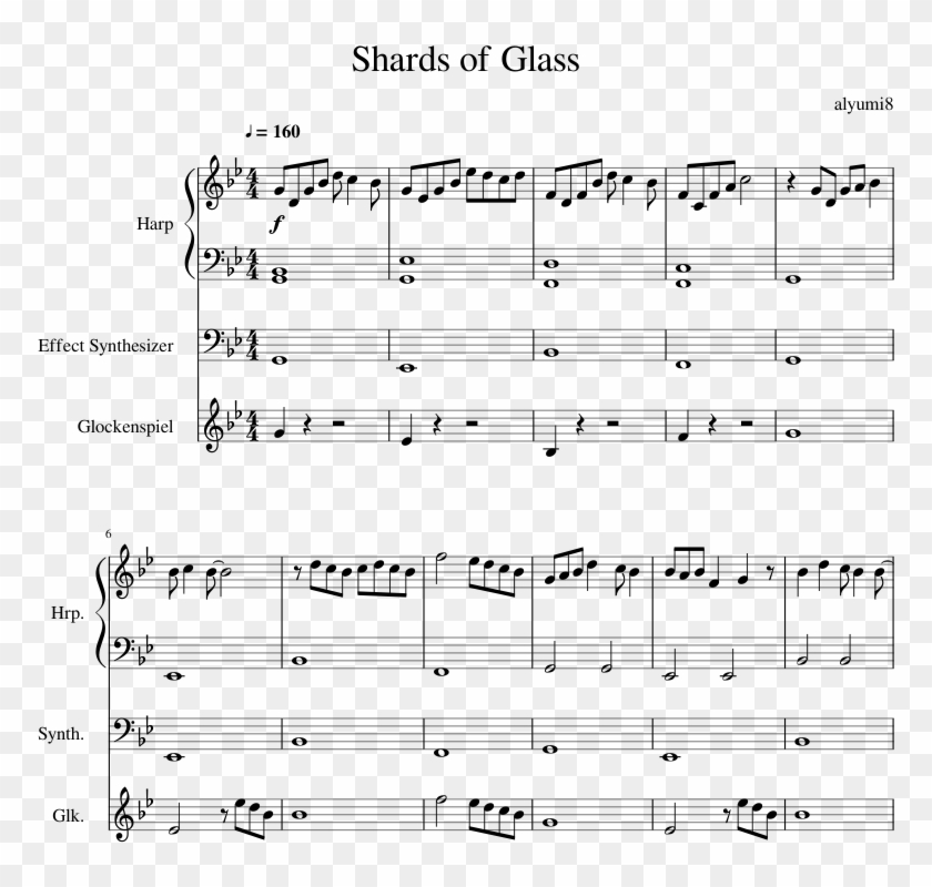 Shards Of Glass Sheet Music For Harp, Synthesizer, - Sheet Music Clipart