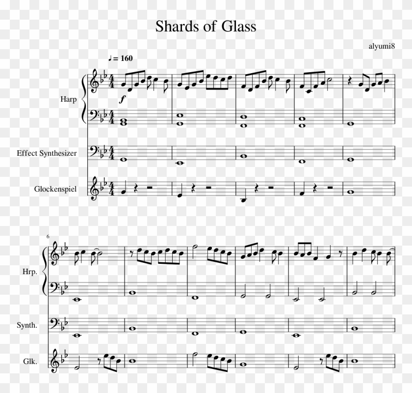 Shards Of Glass Sheet Music For Harp, Synthesizer, - Sheet Music Clipart #1282494