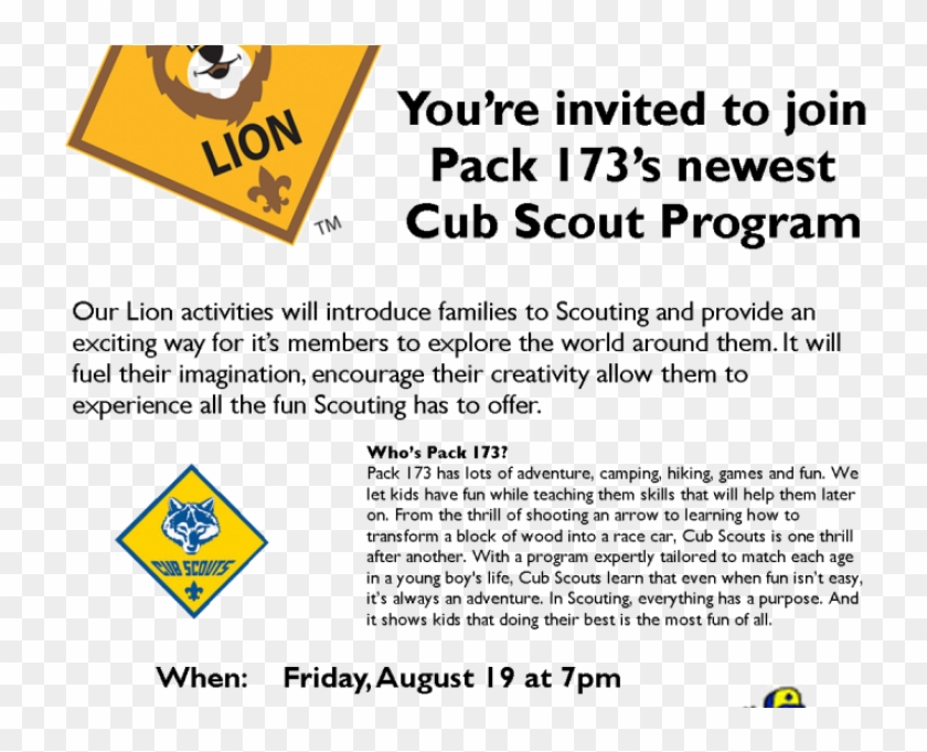 Attention All Kindergarten Boys - Join Cub Scouts Lion Clipart