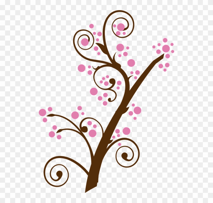 Floral, Galho, Filiais, Árvore, Rosa, Flor De Cerejeira - Cherry Blossom Tree Clipart - Png Download