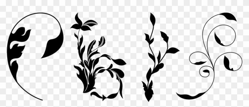 Victorian, Art Deco, Corner, Border, Frame, Floral - Corner Border Black Flower Png Clipart #1283540