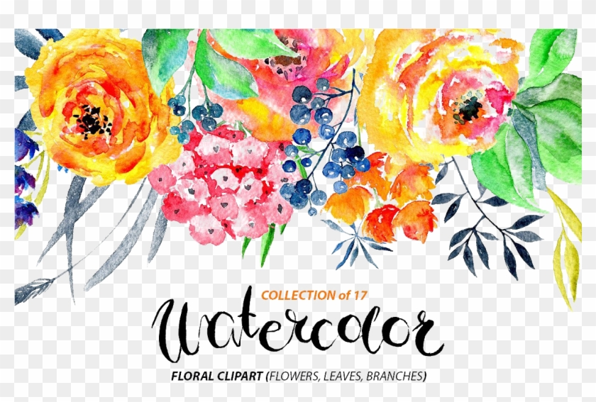 Watercolor Flowers Png Transparent Image - Watercolor Flowers Png Clipart #1283700