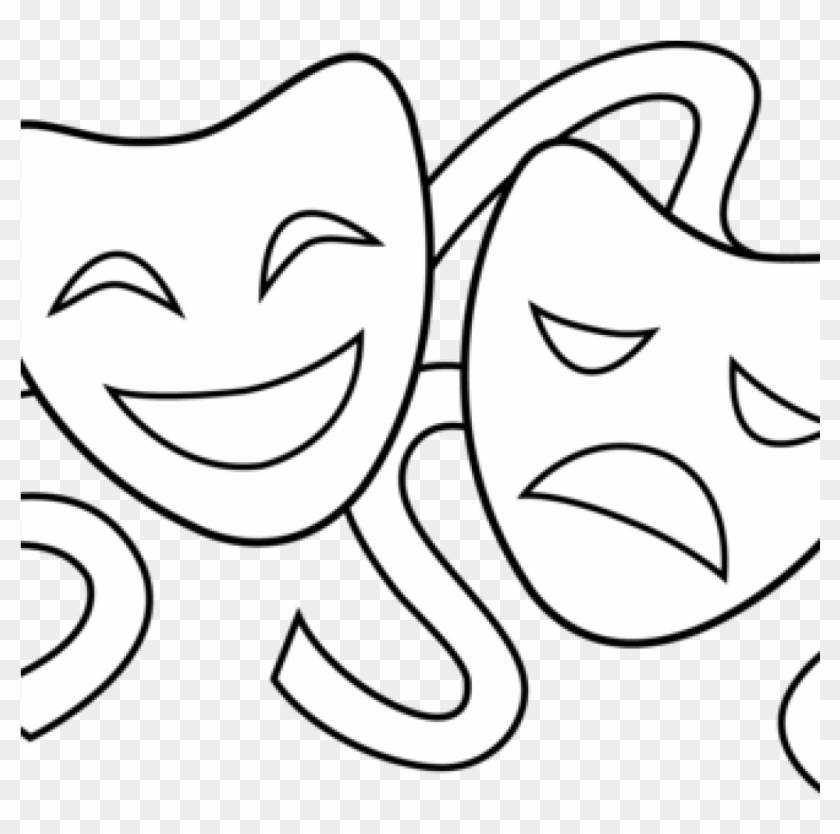 Theater Mask Clip Art Clip Art Drama Masks Theater - Theater Masks Drawing - Png Download
