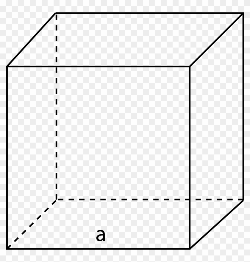 Diagram Of A Cube Showing E = Edge Length - Line Art Clipart