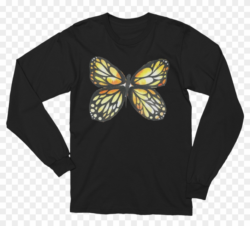 Black & Yellow Butterfly Long Sleeve T-shirt Unisex - 80 Years Old T Shirt Clipart #1285172