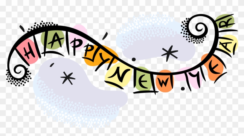 Vector Illustration Of New Year's Celebration Banner - Happy New Year 2019 Art Clipart #1287072