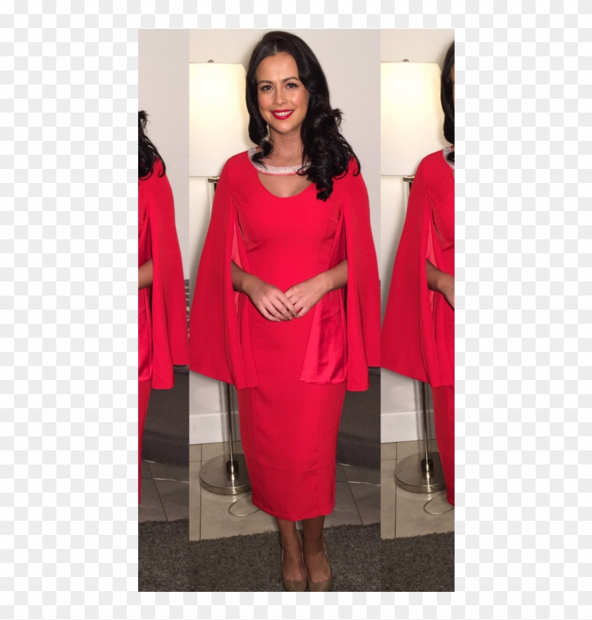 Red Cape Dress With Pear Detail - Girl Clipart #1288278