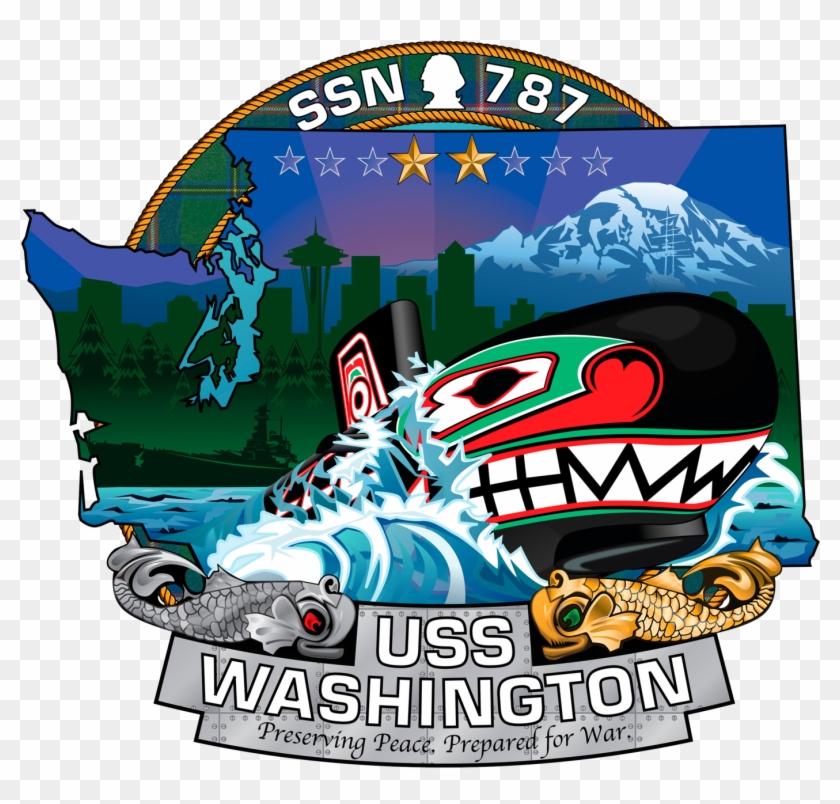 The Ship's Crest Of The Virginia-class Attack Submarine - Uss Washington Submarine Logo Clipart