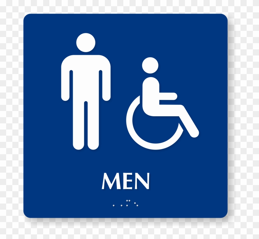 Men And Handicap Pictogram Braille Restroom Sign - All Gender Washroom Sign Clipart