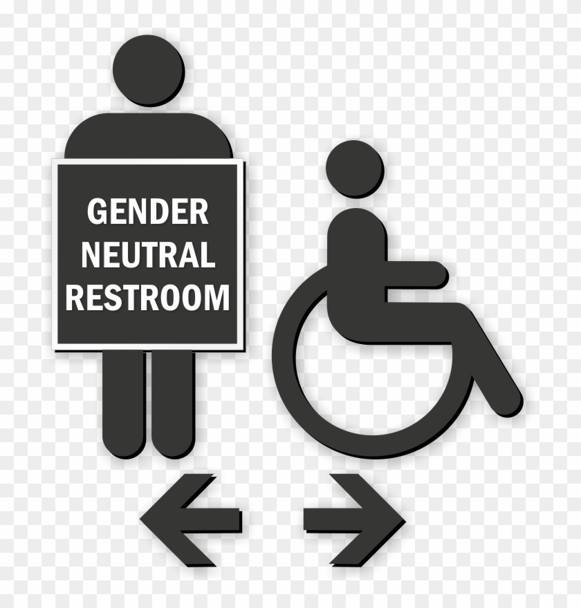 Handicap Gender Neutral Restroom Die Cut Sign Kit - Gender Neutral Symbol Clipart #1289864