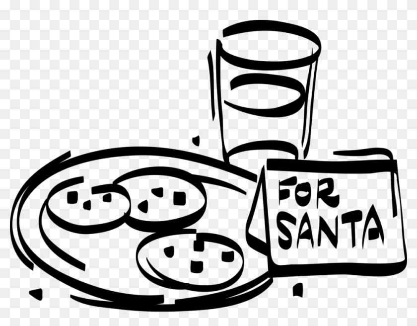 Vector Illustration Of Festive Season Christmas Plate - Chocolate Chip Cookies On A Plate Clipart Black And - Png Download