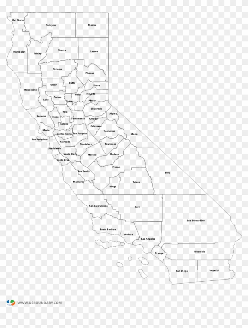 California Counties Outline Map - Map Of California Counties Clipart #1291058