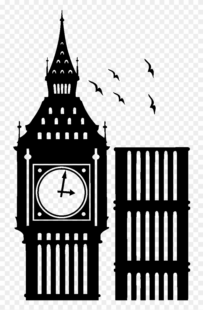 Big Ben Tower Silhouette Clipart - London Big Ben Silhouette - Png Download #1293044