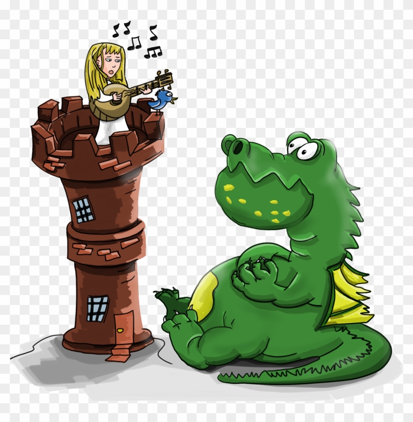 Sing A - Cartoon Tower With Dragon Clipart #1293048
