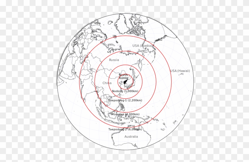 North Korean Missile Ranges, Jason Davies, - Circle Clipart