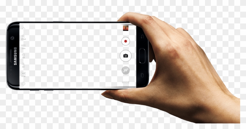Scenery Shown On Galaxy S7 Screen - Smartphone In Hand Png Clipart #1294531