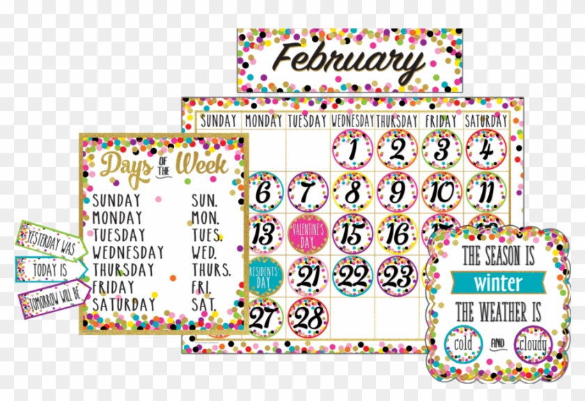 Tcr5443 Confetti Calendar Bulletin Board Display Image - Bulletin Board Clipart