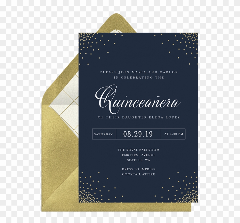 Elegant Confetti Invitation In Blue - Calligraphy Clipart