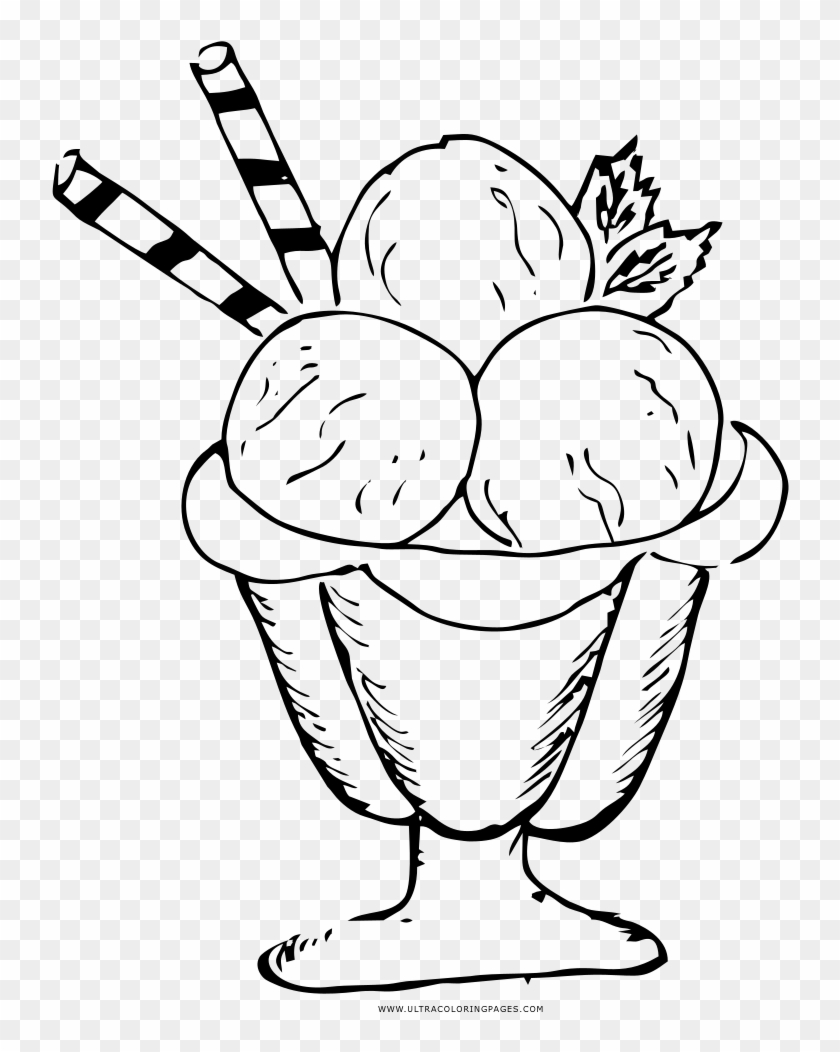 Ice Cream Sundae Coloring Page - Ice Cream Drawing Png Clipart #1296006