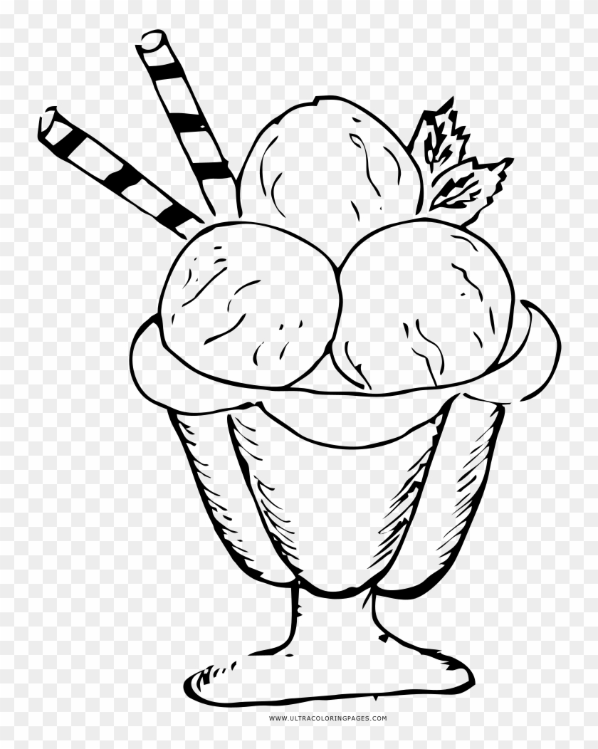 Ice Cream Sundae Coloring Page - Ice Cream Drawing Png Clipart