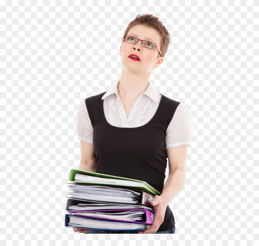 Download Female Office Worker Carrying A Stack Of Files - Office Worker Png Clipart #1296225